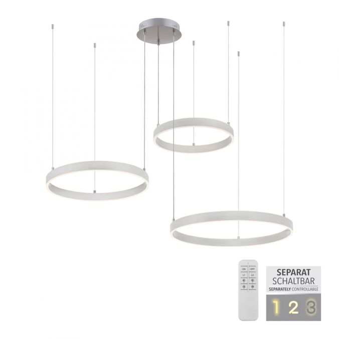 Paul Neuhaus LED Pendelleuchte 3 flammig silber Up- Downlight dimmbar Fernbedienung 50% Rabatt mit kostenlosem Versand