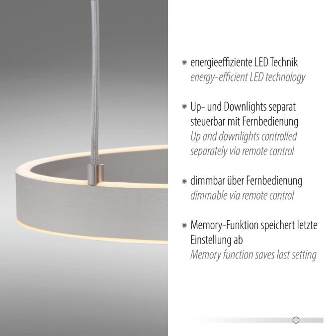 Paul Neuhaus LED Pendelleuchte 3 flammig silber Up- Downlight dimmbar Fernbedienung 50% Rabatt mit kostenlosem Versand