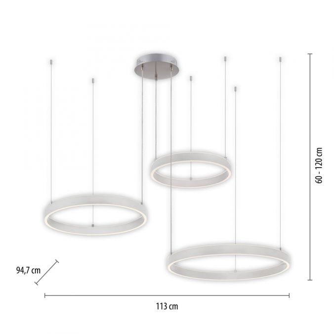 Paul Neuhaus LED Pendelleuchte 3 flammig silber Up- Downlight dimmbar Fernbedienung 50% Rabatt mit kostenlosem Versand