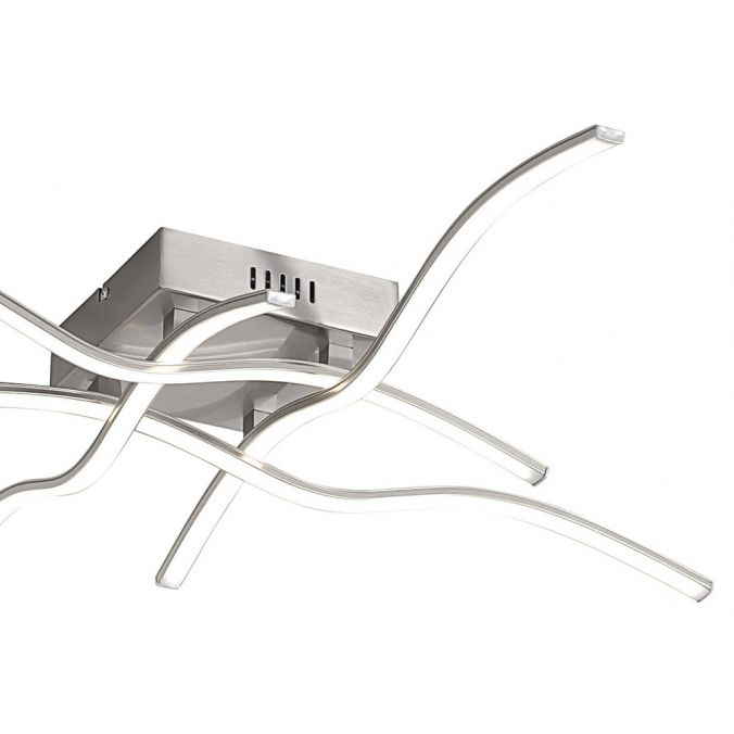 Paul Neuhaus LED Deckenleuchte silber, 4 Leuchtarme, geschwungene Rautenform, warmweiß Kostenloser Versand international