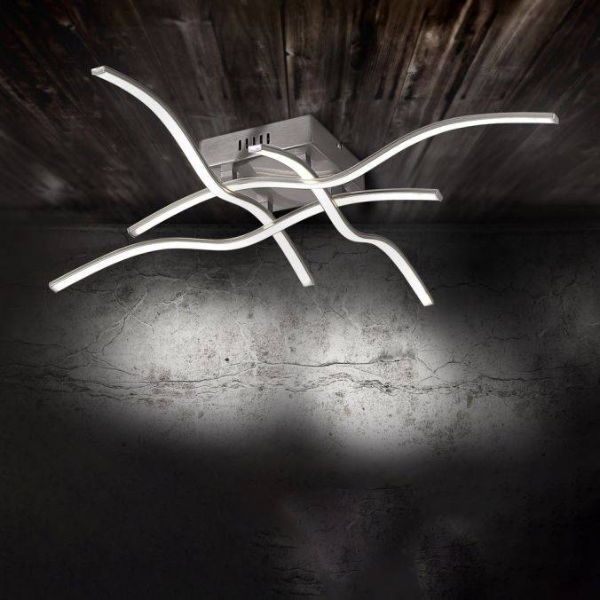 Paul Neuhaus LED Deckenleuchte silber, 4 Leuchtarme, geschwungene Rautenform, warmweiß Kostenloser Versand international