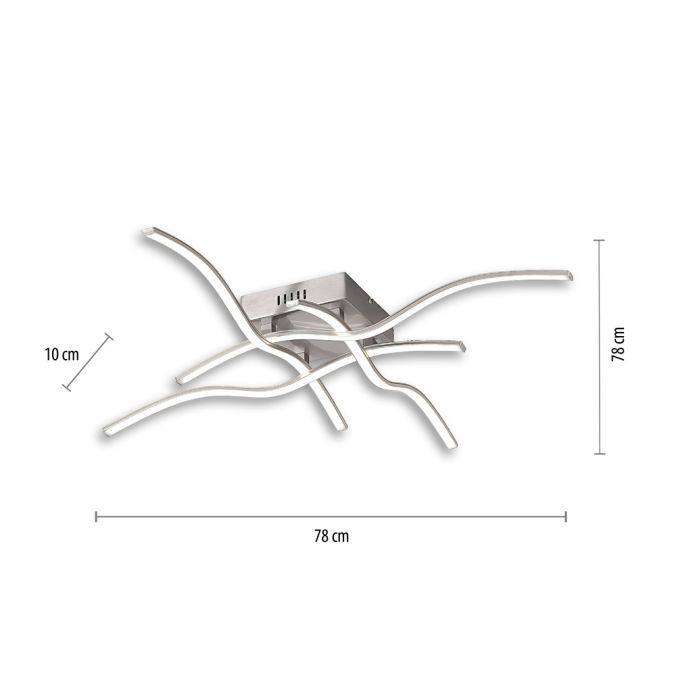 Paul Neuhaus LED Deckenleuchte silber, 4 Leuchtarme, geschwungene Rautenform, warmweiß Kostenloser Versand international
