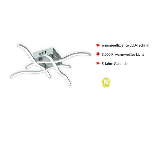Paul Neuhaus LED-Deckenleuchte, stahl, 4 Leuchtarme, Rautenform, warmweiße Lichtfarbe Fabrikladen