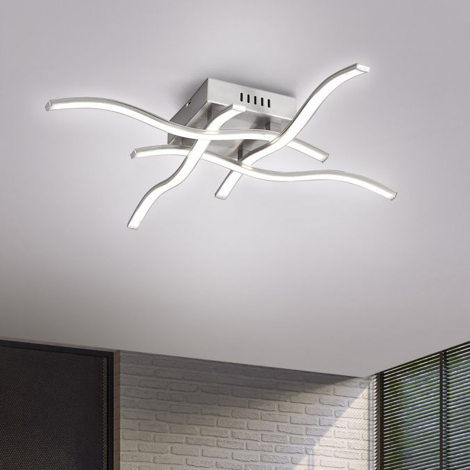 Paul Neuhaus LED-Deckenleuchte, stahl, 4 Leuchtarme, Rautenform, warmweiße Lichtfarbe Fabrikladen