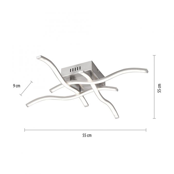 Paul Neuhaus LED-Deckenleuchte, stahl, 4 Leuchtarme, Rautenform, warmweiße Lichtfarbe Fabrikladen