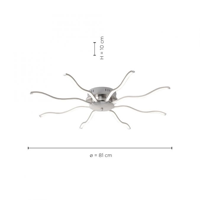 Paul Neuhaus LED-Deckenleuchte, stahl, 8 Leuchtarme, Sonnenform, warmweiße Lichtfarbe Speichern exportieren