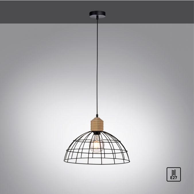 Paul Neuhaus LED Pendelleuchte 40x40 Metallschirm Naturholz schwarz 1 flammig Küche zollfrei