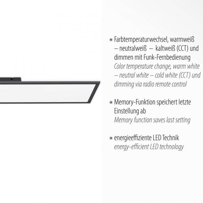 Paul Neuhaus LED Panel, schwarz, 100x25cm, CCT Farbsteuerung, dimmbar, Fernbedienung Rabatte dieses Monats