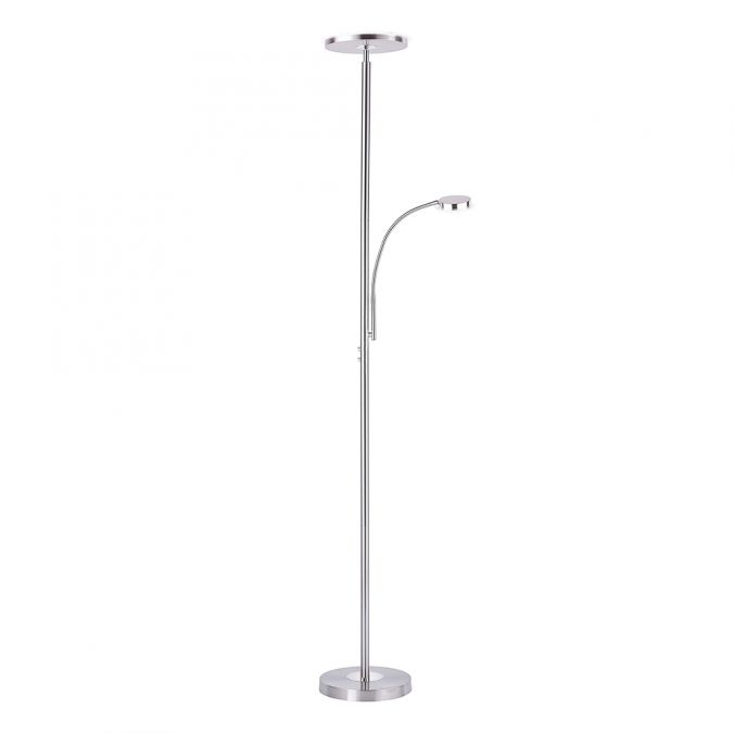 Paul Neuhaus LED-Deckenfluter, stahlfarben, flexibler Lesearm, dimmbar, modern, Büro