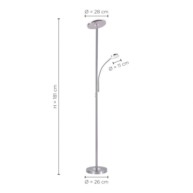 Paul Neuhaus LED-Deckenfluter, stahlfarben, flexibler Lesearm, dimmbar, modern, Büro Online
