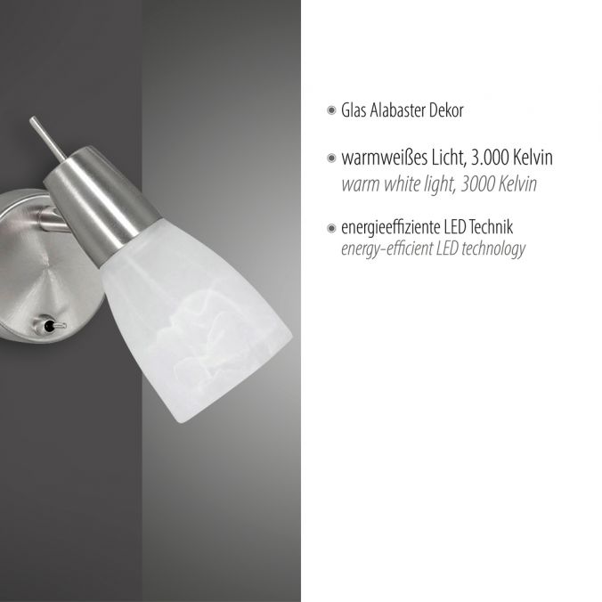 Paul Neuhaus LED-Wandleuchte, Stahl, Kippschalter, Alabasterglas, dreh und schwenkbar Hotsell