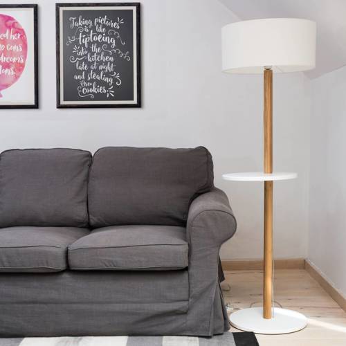 ﻿Ragaba UFO Floor Lamp 45x150cm - Sage Green / White Lampshade Räumungsverkauf