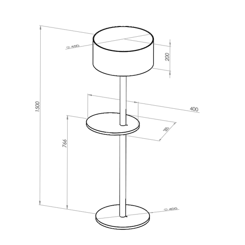 Ragaba UFO Floor Lamp 45x150cm Pure Red / Black Lampshade Sonderangebote