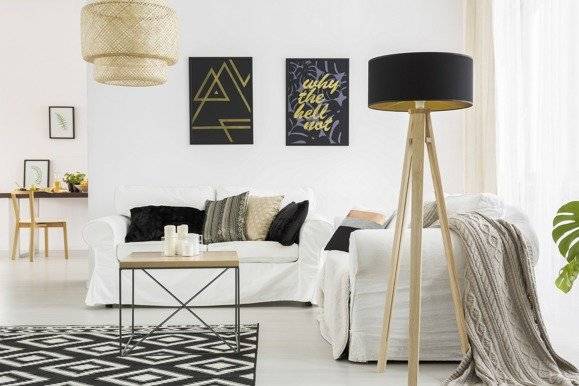 Ragaba WANDA Ashwood Floor Lamp 45x140cm - White Lampshade / Transparent JETZT KAUFEN