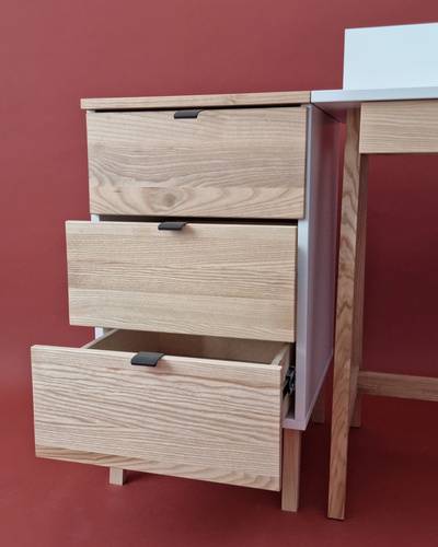 Ragaba LUKA 3-Drawer Desk Cabinet W41xD50cm Ash Top White Side im Angebot