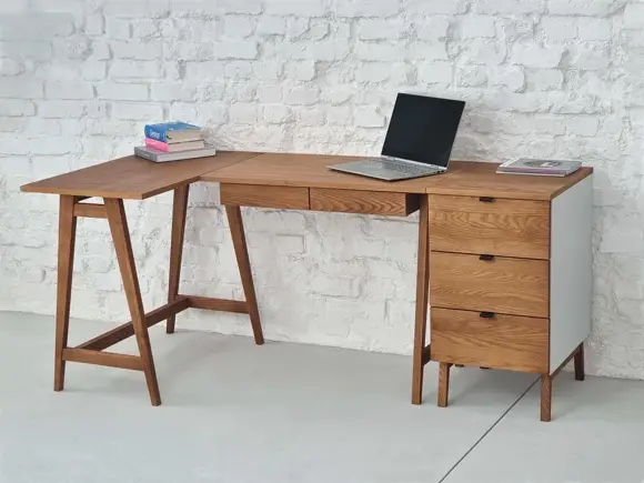 Ragaba LUKA Corner Desk W 135cm x D 85cm Oak Left Side Online Shopping