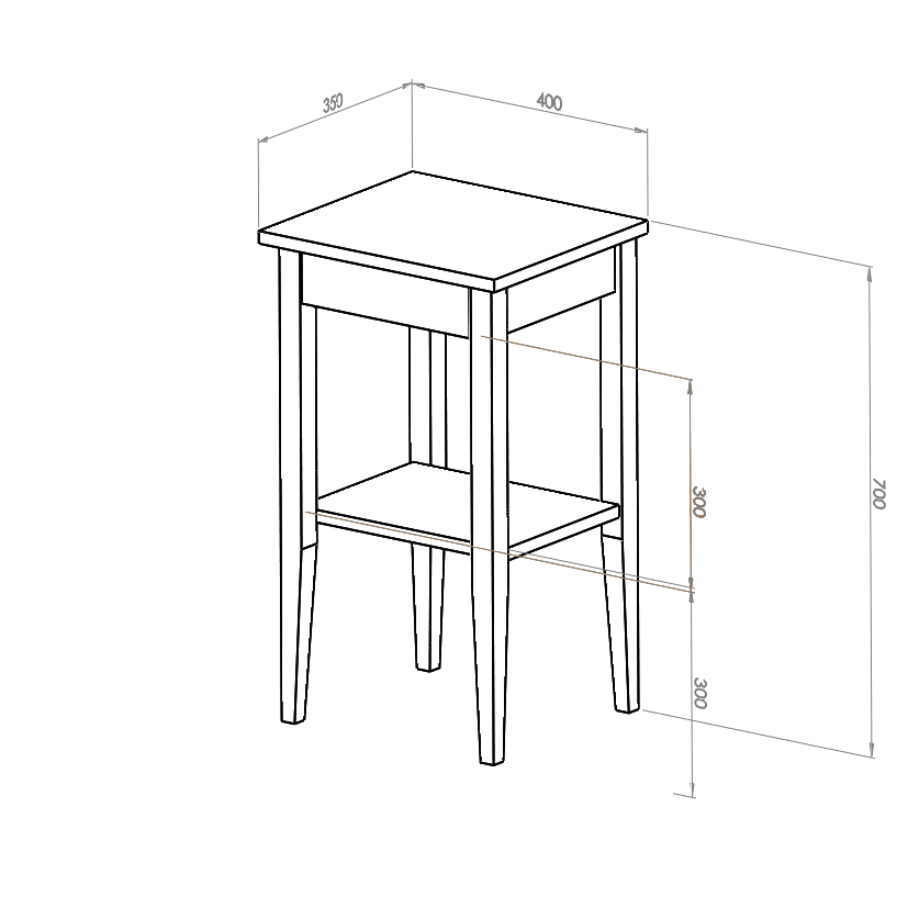 Ragaba ENTLIK Bedside Table 40x35x70cm Oiled Oak Saisonschlussverkauf