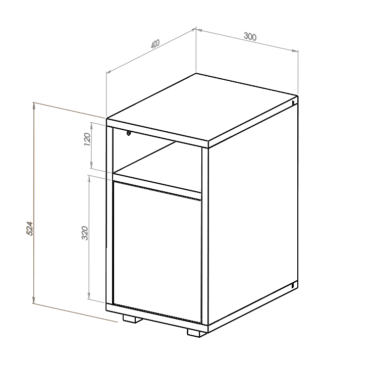 Ragaba SLIM Bedside Table W 30cm x D 40cm Brown Beige Online Outlet