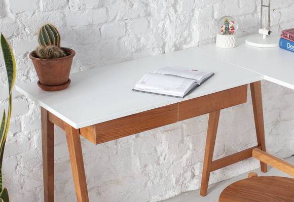 Ragaba LUKA Corner Desk W 135cm x D 85cm Gentle Blue Oak Right Side Neuheiten