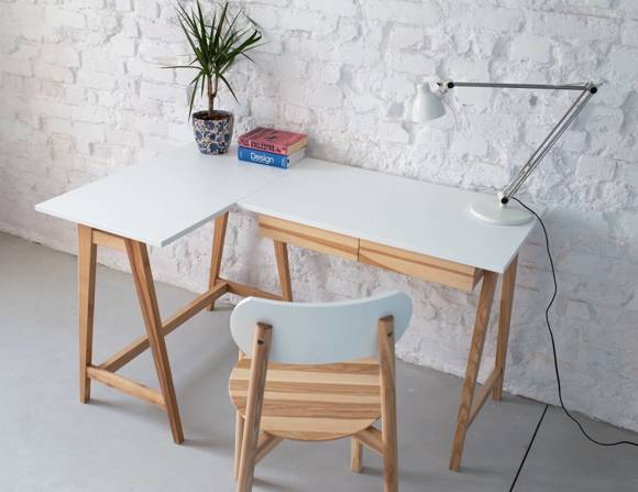 Ragaba LUKA Ashwood Corner Desk W135 x D85cm Broom Yellow Left Side Saisonale Angebote