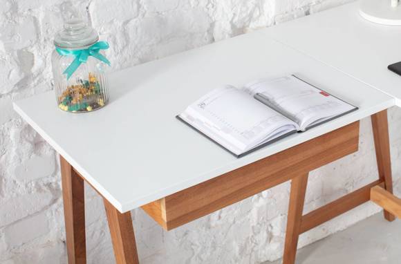 Ragaba LUKA Corner Desk W115cm x D85cm Gentle Blue Oak Right Side Räumungsverkauf