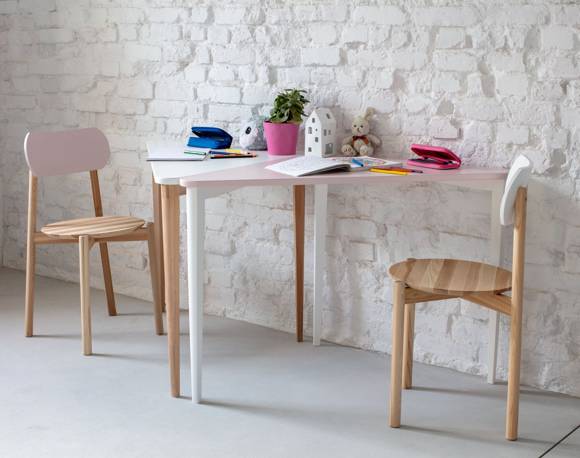 Ragaba NAJA Corner Desk W114 x L85 x H75cm White Legs Dusky Pink Im Verkauf