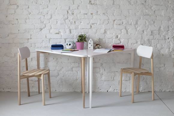 Ragaba NAJA Corner Desk W114 x L85 x H75cm White Legs Dusky Pink Im Verkauf