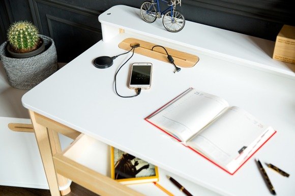 Ragaba ASHME Writing Desk W 110 x D 56 x H 75cm - Ashwood/White im Angebot