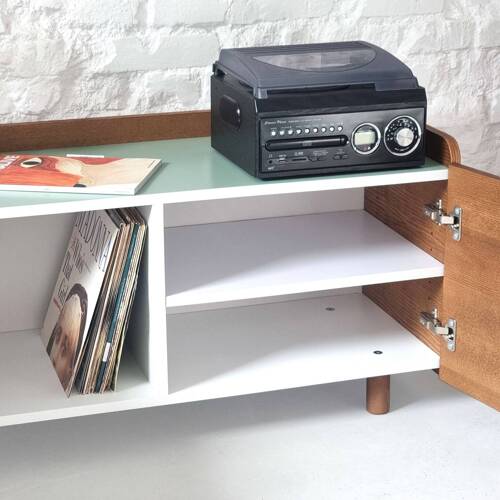 Ragaba DABI Record Player Sideboard 110cm Oak White Fabrikpreis