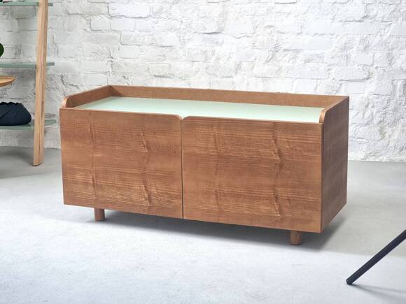 Ragaba DABI Record Player Sideboard 110cm Oak Sage Green Sonderangebot
