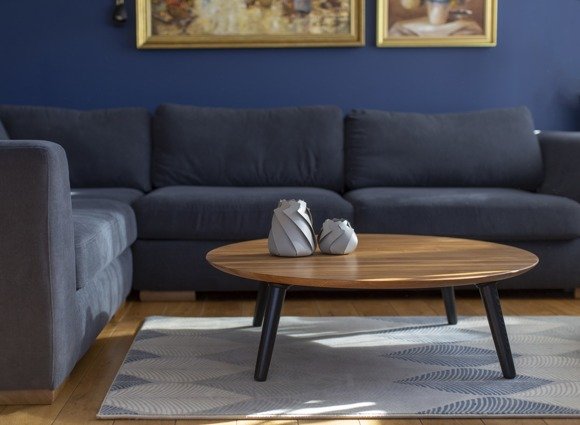 Ragaba Contrast SLICE Coffee Table 100x31cm Round Black Legs