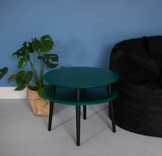 Ragaba UFO Coffee Table diam. 70cm x height 35cm - Petrol Blue / Black Legs Große Rabatte
