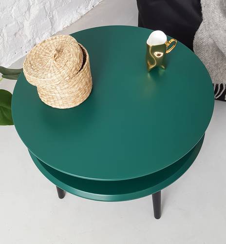 Ragaba UFO Coffee Table diam. 70cm x height 35cm - Petrol Blue / Black Legs Große Rabatte