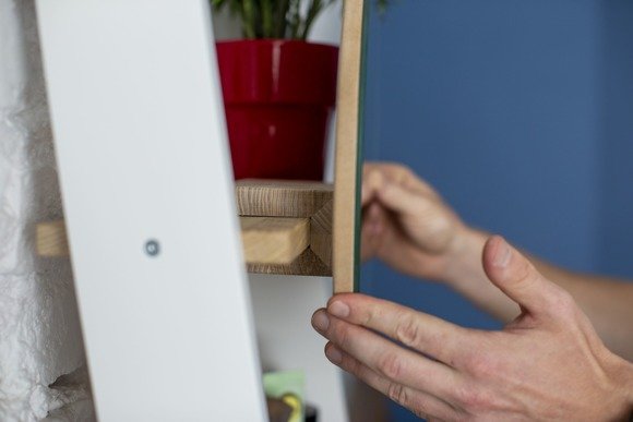 Ragaba ASHME Ladder Shelf with Mirror 45x180cm - Ashwood Shelves/White Saisonale Angebote
