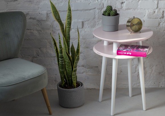 Ragaba UFO Side Table diam. 45cm x height 61cm - Dusky pink/white legs Räumungsverkauf