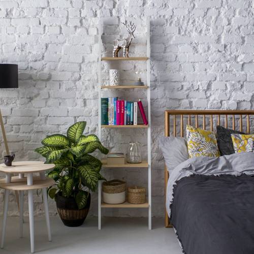 Ragaba ASHME Ladder Shelf 45x35x180cm - Ashwood Shelves / White