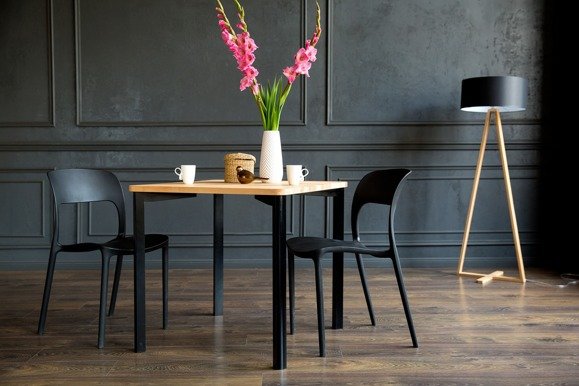 Ragaba TRIVENTI Ashwood Dining Table 80x80cm - Black Round Legs Kostenlose Rückgabe