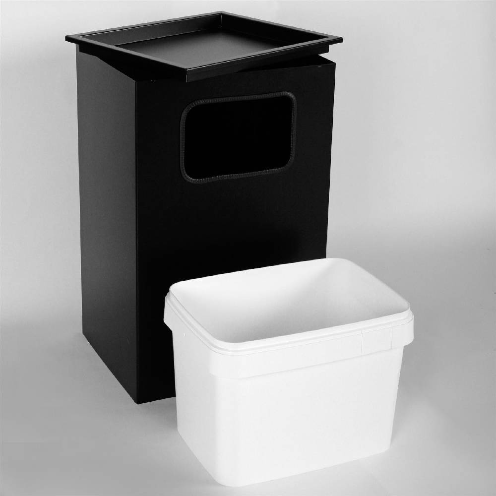 Szagato Aschenbecher mit Mülleimer Classic 62x40x33cm 28 ltr Schwarz inkl Inneneimer SZAGATO Standascher Abfalleimer Mülleimer mit Aschenbecher Abfallsammler Kostenlose Rückgabe