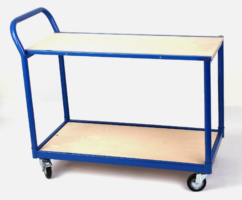Szagato 250 kg PROFI Schiebebügelwagen 100x50cm blau 2 Böden 100x50cm blau SZAGATO Plattformwagen Tischwagen Schiebebügelwagen Rollwagen Rollregal Professional Riesige Rabatte