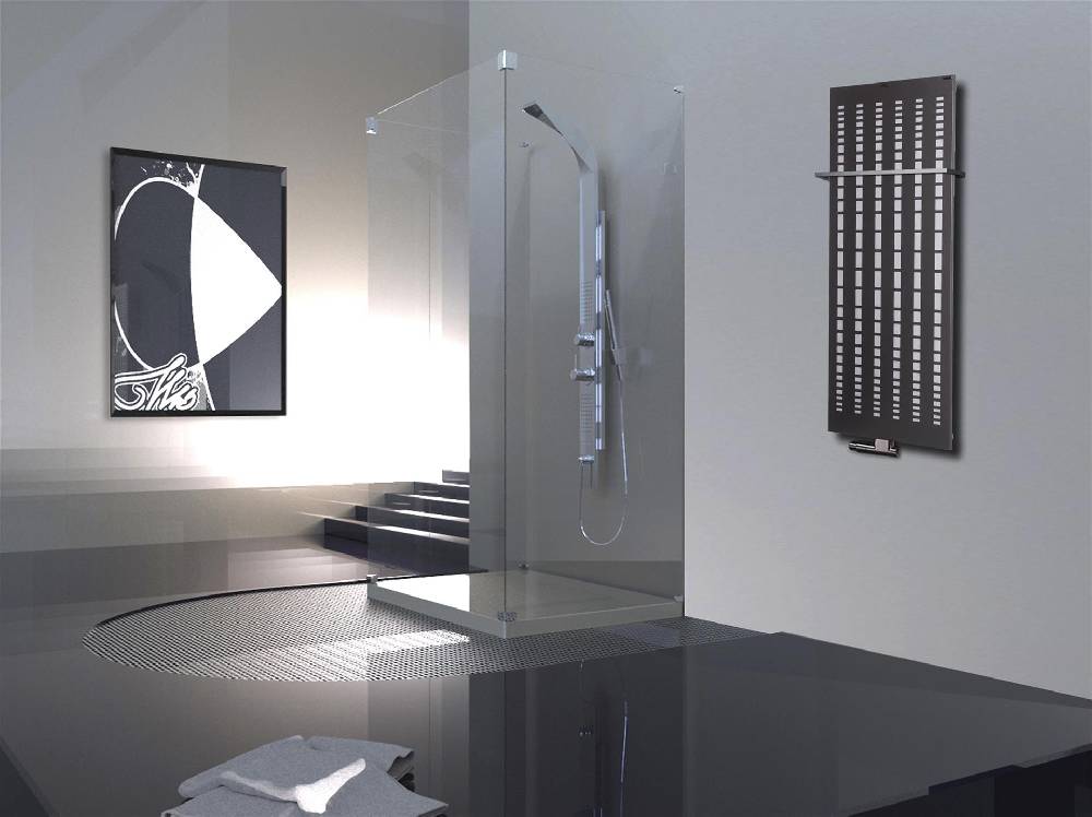 Szagato BADHEIZKÖRPER Design broken Mirror 2 120x47cm 799 Watt anthrazit - moonstone (+1 Halter 15mm) SZAGATO Designheizkörper Mittelanschluss Handtuchwärmer Vatertagsangebot