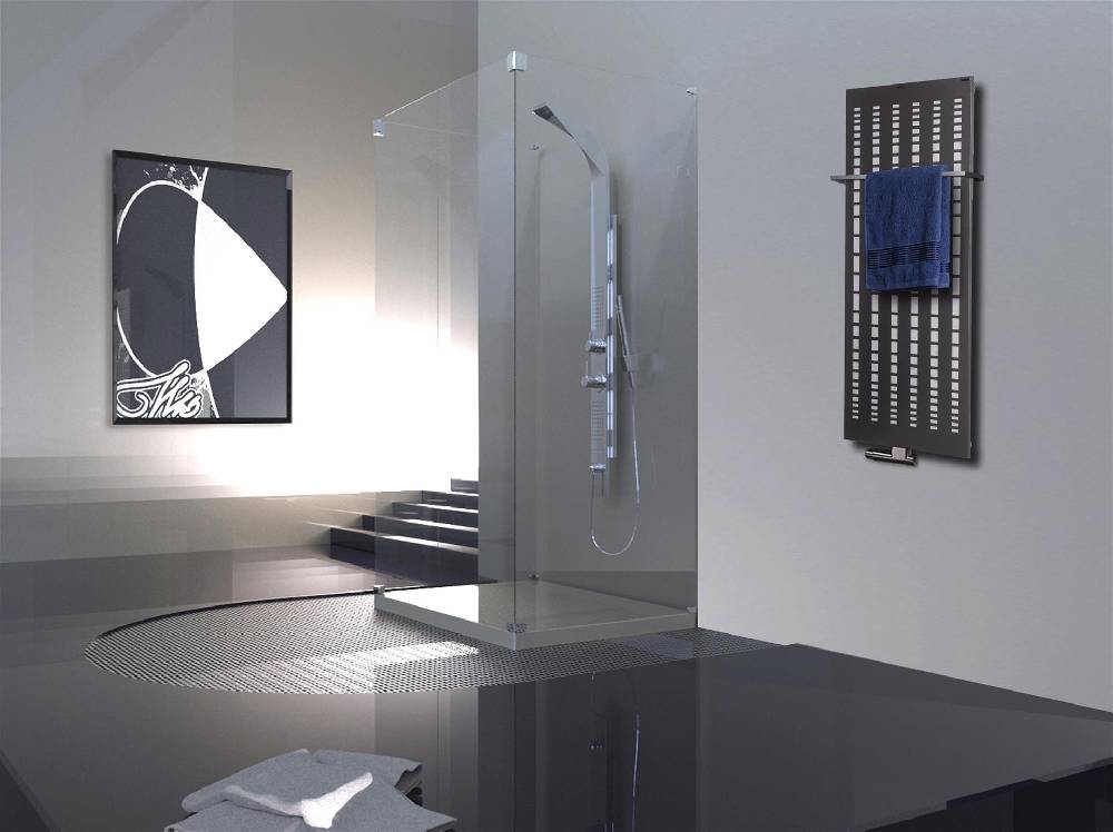 Szagato BADHEIZKÖRPER Design broken Mirror 2 120x47cm 799 Watt anthrazit - moonstone (+1 Halter 15mm) SZAGATO Designheizkörper Mittelanschluss Handtuchwärmer Vatertagsangebot