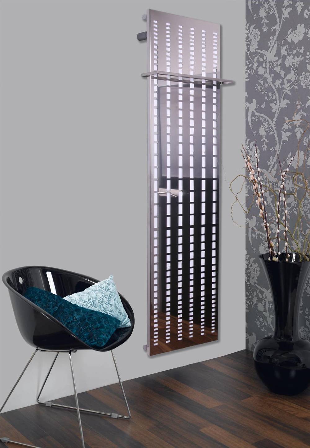 Szagato BADHEIZKÖRPER Design broken Mirror 2 120x47cm 799 Watt Edelstahl (+1 Halter 15mm) SZAGATO Designheizkörper Mittelanschluss Paneelheizkörper Lagerräumung