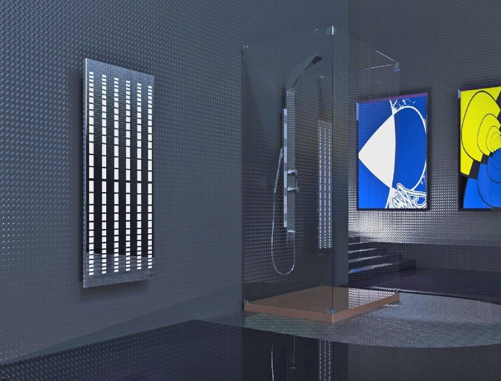 Szagato BADHEIZKÖRPER Design broken Mirror 2 120x47cm 799 Watt Edelstahl poliert SZAGATO Designheizkörper Handtuchheizkörper Mittelanschluss Handtuchwärmer Blitzangebot