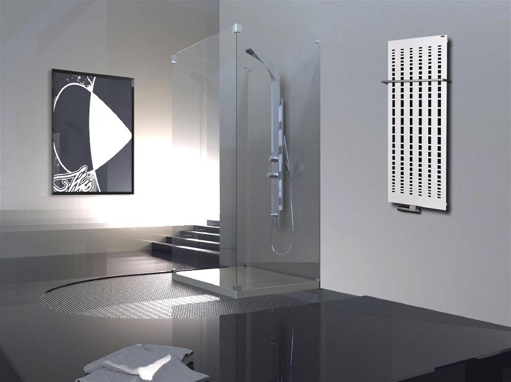 Szagato BADHEIZKÖRPER Design broken Mirror 2 120x47cm 799 Watt weiß +1 Halter 15mm SZAGATO Designheizkörper Handtuchheizkörper Mittelanschluss Handtuchwärmer Räumungsverkauf