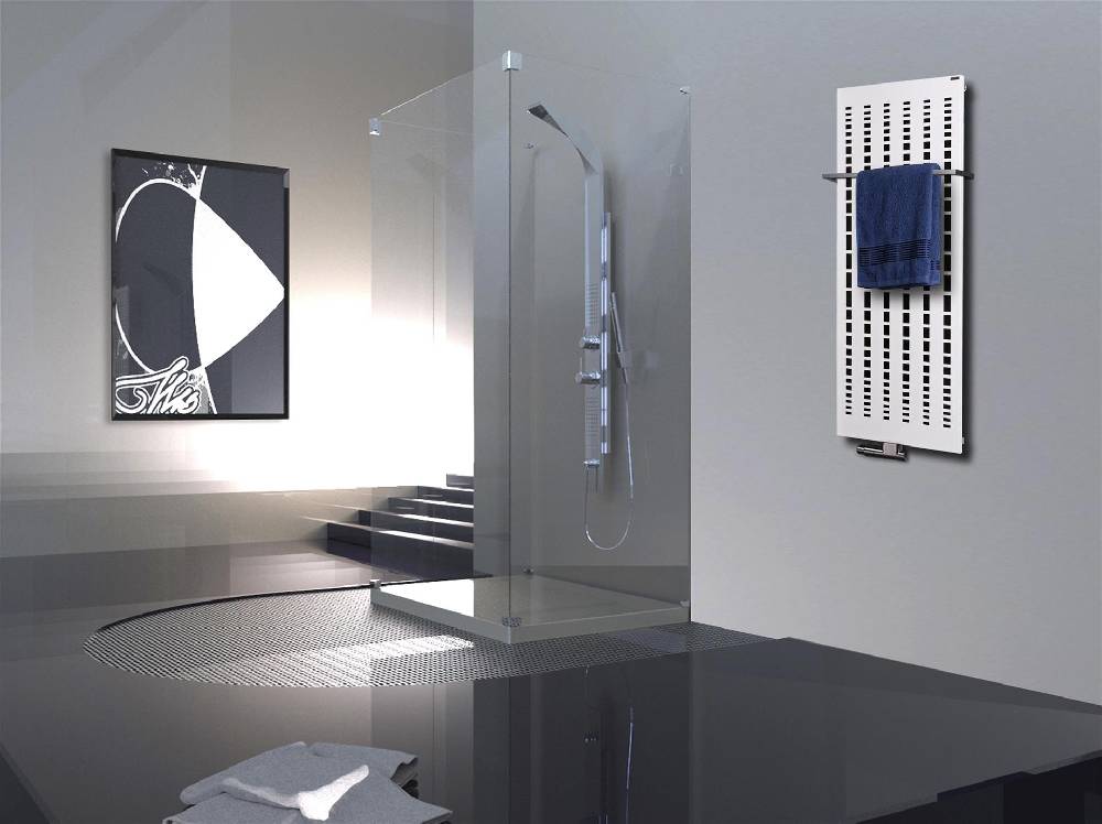 Szagato BADHEIZKÖRPER Design broken Mirror 2 120x47cm 799 Watt weiß +1 Halter 15mm SZAGATO Designheizkörper Handtuchheizkörper Mittelanschluss Handtuchwärmer Räumungsverkauf