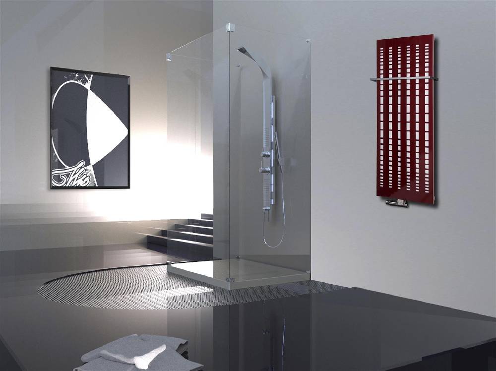 Szagato BADHEIZKÖRPER Design broken Mirror 2 120x47cm 799Watt rot (+1 Halter 15mm) SZAGATO Designheizkörper Handtuchheizkörper Mittelanschluss Handtuchwärmer Sonderangebote