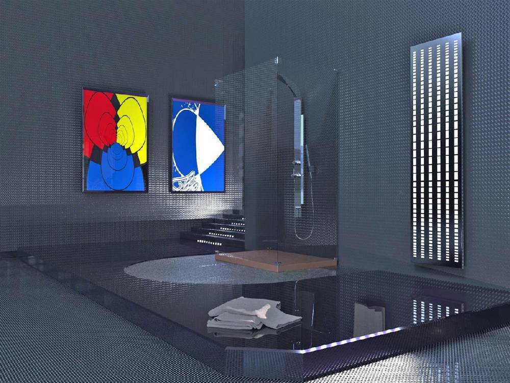Szagato BADHEIZKÖRPER Design broken Mirror 3 180x47cm 1118 Watt Edelstahl (+1 Halter glänzend 50mm) SZAGATO Designheizkörper Mittelanschluss Handtuchwärmer Tiefpreis