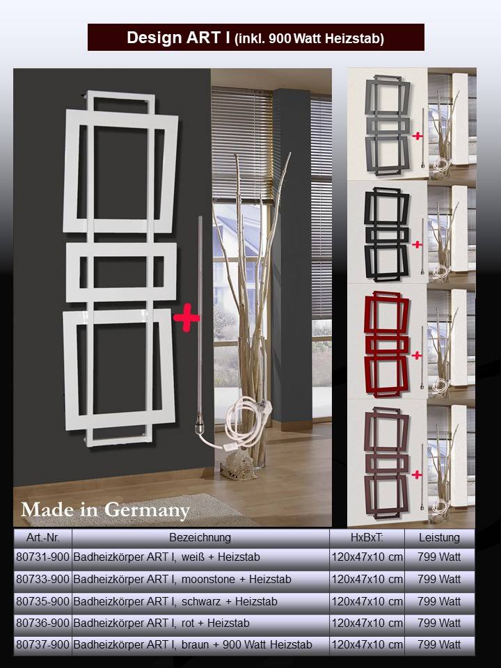 Szagato BADHEIZKÖRPER Design ART I 180x60cm 1019 Watt weiß + Heizstab 900 Watt SZAGATO Designheizkörper Handtuchheizkörper mit Mittelanschluss Handtuchwärmer JETZT KAUFEN