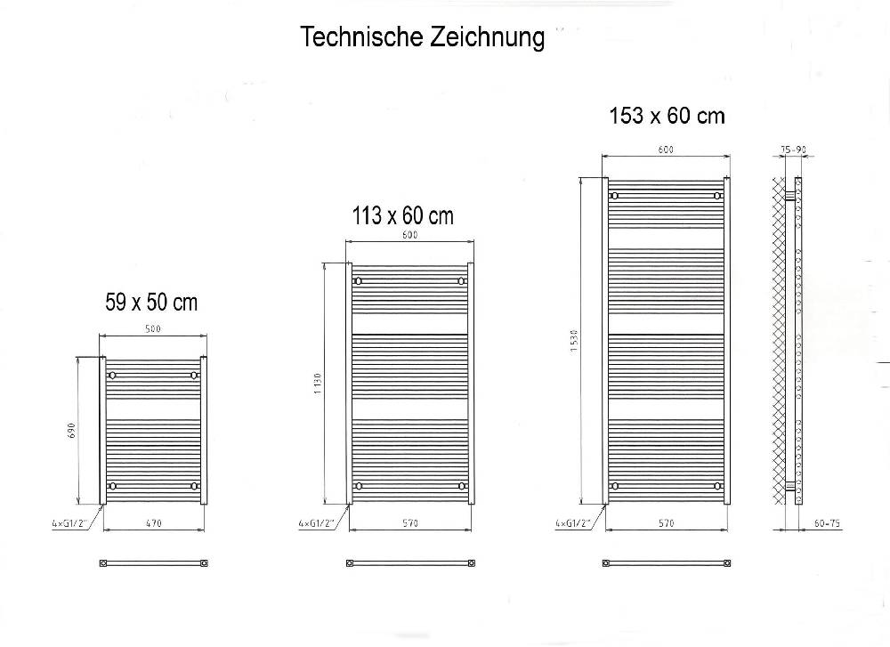 Szagato BADHEIZKÖRPER Design Bremen 3 177x60cm 1450 Watt anthrazit moonstone SZAGATO Handtuchheizkörper Mittelanschluss Handtuchwärmer Mittelanschluss Kostenloser Versand international