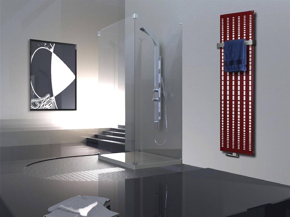 Szagato BADHEIZKÖRPER Design broken Mirror 3 180x47cm 1118 Watt rot +1 Halter 50mm SZAGATO Designheizkörper Handtuchheizkörper Mittelanschluss Handtuchwärmer Auslauf